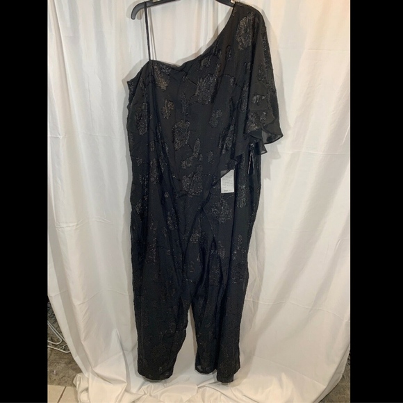 NWT $219 Adrianna Papell‎ Floral Chiffon One-Shoulder Jumpsuit [SZ 24W ] - Picture 2 of 8